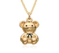 Hao Wu Xuan Europe America Gold Color Bow Bear Charms Oil Drip Animal Necklace for Women Choker Chain Pendant DIY Jewelry Gift
