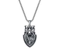 Hao Wu Xuan Europe and the United States classic shield Wolf head stainless steel pendant personality vintage steel men's necklace