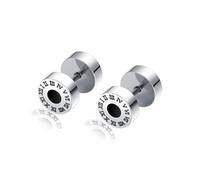 Hao Wu Xuan Europe and the United States fashion Roman digital earrings steel men's stud personality with stainless steel dumbbell
