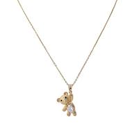 Hao Wu Xuan European and American cute tilting bear pendant micro-inlaid necklace women's ins-style sweet design necklace