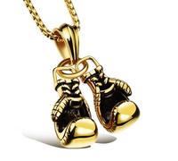 Hao Wu Xuan European and American double boxing gloves steel pendant necklace personality men's boxing gloves fitness accessories