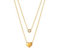 Hao Wu Xuan European and American fashion stainless steel necklace for women niche design love steel double-layer collarbone chain