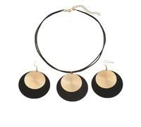 Hao Wu Xuan European and American Hip-hop Retro Circle Pendant Necklace Earrings Women Fashion Elegant Exaggerated Party Jewelry Gift