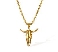 Hao Wu Xuan European and American personality hip hop street necklace fashion retro trend stainless steel bull skull pendant