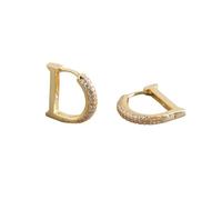 Hao Wu Xuan European and American Shiny D Letter Hoop Earrings For Women Fashion Trendsetter Huggie Piercing Earring Wedding Lady Jewelry