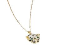 Hao Wu Xuan European and American style full of diamonds, zircon, leopard head, necklace, women's non-fading, niche light lux