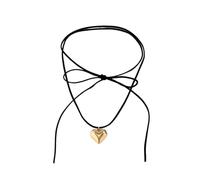 Hao Wu Xuan Exaggerated Black Velvet Big Heart Pendant Choker Necklace Women Knotted Bowknot Adjustable Rope Chain Jewelry Wed Accessories