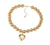 Hao Wu Xuan Exaggerated Goth Large Round Beads Chain Necklace for Women Punk Chunky Heavy Short Choker Jewelry