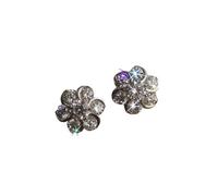 Hao Wu Xuan Exquisite Flower Shaped Stud Earrings Full Paved Round Cubic Shiny Earrings for Women Daily Wear Fashion Jewelry