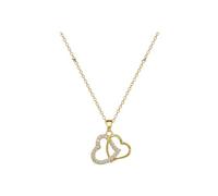 Hao Wu Xuan Exquisite Hollow Line Double Heart Pendant Couple Necklace for women Romantic Simple for Party Valentine's Day Gift Jewelry