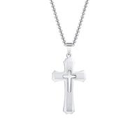 Hao Wu Xuan fashion 3-Layers Cross Necklaces for Men Women, Anti Allergy Faith Pendant Collar with Box Chain prezzie