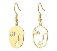 Hao Wu Xuan Fashion Beauty Face Abstract Art Design Pendant Earrings For Women Girls Stainless Steel Jewelry Gift