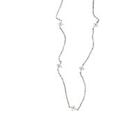 Hao Wu Xuan Fashion Cubic Four Petal Flower Necklace Stainless Steel Wee Chain Necklace for Women Pendant Jewelry Gifts
