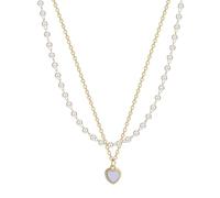 Hao Wu Xuan Fashion Cute Love Heart Shaped Pendant Necklace Pearl Chain Shiny Women Aesthetic Jewelry Choker Wedding Party Jewelry Gift