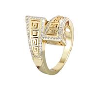 Hao Wu Xuan Fashion Exquisite Elegant Geometric Inlaid Zircon Shining Ring for Women European and American Trendy Party Jewelry Accessories
