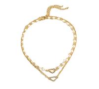 Hao Wu Xuan fashion Fashion Double Layers Imitation Pearl Handmade Vintage Choker Heart Love Crystal Accessory Choker Necklace Women prezzie