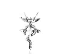 Hao Wu Xuan fashion Full AlchemistChain Pendant Fashion Dragon Wing With Cross Necklace Punk Style Cross Necklace Accessories