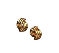 Hao Wu Xuan Fashion Glossy Three-Layer Textured Intersecting Knot Earrings for Women Gold Color Stainless Steel Earring Vintage Jewelry Gift