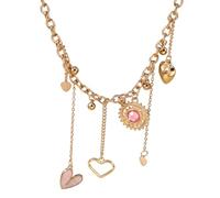 Hao Wu Xuan Fashion Gold Color Love Heart Pendant Necklaces Y2K Crystal Tassels Choker Necklaces Chain Party Jewelry Gifts