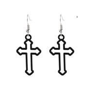 Hao Wu Xuan Fashion Gothic Black Cross Drop Earrings for Women Men Punk Crucifix Dangle Earrings Club Party Jewelry Gifts