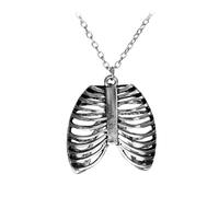 Hao Wu Xuan Fashion Gothic Rib Cage Necklace Anatomical Skeleton Heart Goth Punk Unique Retro Pendant Necklace Jewelry for Men/Women