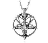 Hao Wu Xuan fashion Inverted Pentagram Goat Head Pendant Necklace Bread Sheepshead Sigil Laveyan Lavey Necklaces