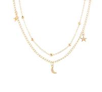 Hao Wu Xuan Fashion Jewelry 2 Layer Star Moon Clavicle Chain Choker Necklace For Women Girl Party Birthday Gifts