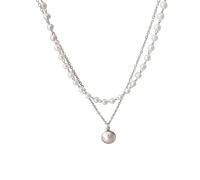 Hao Wu Xuan Fashion Kpop Pearl Choker Necklace Cute Double Layer Chain Pendant For Women Jewelry Girl Gift