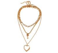 Hao Wu Xuan Fashion Love Heart Necklace Pendant for Women Girls Multilayer Key Necklace Chain Party Jewelry Gifts