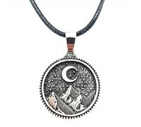 Hao Wu Xuan fashion Moon Star Camping Adventurer Badge Mountains Landscapes Pendants Necklaces For Women 2022 prezzie