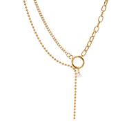 Hao Wu Xuan fashion Necklaces Unsymmetrical Imitation Pearl Chain Personality Fashion Creative Necklace For Women Party Gift prezzie