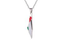 Hao Wu Xuan fashion Palestine Map Flag Pendant Necklace for Women Men Map Geography Necklace Choker Chain prezzie