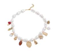 Hao Wu Xuan Fashion Pearl Heart Flower Choker Necklace for Women Bohemia Vintage Baroque Pearl Individual Banquet Party Jewelry