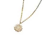 Hao Wu Xuan Fashion Rotating Sunflower Necklace Gives Women 360° Non-stop Rotating Pendant Flower Banquet Wedding Jewelry Gift