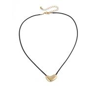 Hao Wu Xuan fashion Simple Gold Color Love Heart Short Choker Necklace for Women Elegant Leather Wax Thread Rope Chain Female Gifts prezzie
