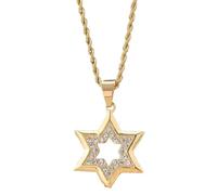 Hao Wu Xuan Fashion Star of David Pendant Men's Bling Iced Out Hexagram Necklace Women's Judaism Shield of David Amulet Jewelry