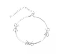 Hao Wu Xuan Fashion Sweet Bow Bracelets for Women Girls Sparkling Delicate Ribbon Bowknot Snake Bones Chain Bracelet Party Jewelry Gifts