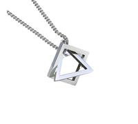 Hao Wu Xuan fashion Trendy Interlocking Square Triangle Pendant For Men Geometric Stacking Streetwear Hip Pop Rock Necklace prezzie