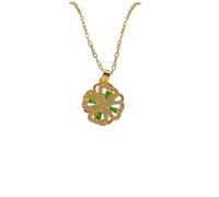 Hao Wu Xuan Fashionable European and American Micro-inlaid Green Jewelry Rotatable Necklace Classic Personality Love Versatile Clavicle Chai