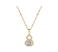 Hao Wu Xuan Fashionable Gourd Zircon Infinity Ring Pendant Women's Jewelry Accessories Elegant Stainless Steel Chain Birthday Gift