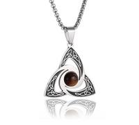 Hao Wu Xuan Fashionable Irish Celtic Trinity Knot Energy Stone Pendant Necklace Trendy Lucky Knot Jewelry Gift for Men and Women