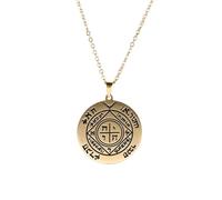 Hao Wu Xuan Fifth Pentacle of Saturn Seal of Solomon Necklace Talisman Amulet Stainless Steel Chain Square Round Pendant Necklaces for Men
