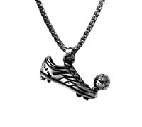 Hao Wu Xuan Football Shoe Pendant Necklace Boys Vintage Silver Color Hip Hop Punk Sports Style Stainless Steel Chain Fashion Man Jewelry