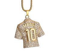 Hao Wu Xuan Full Zircon Pendant Necklace Hip Hop Cool Mumber 10 Super Soccer Star Fan Stainless Steel Clavicle Charming Jewelry Men Necklace
