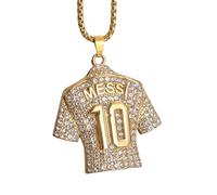 Hao Wu Xuan Full Zircon Pendant Necklace Hip Hop Cool Mumber Super Soccer Star Fan Stainless Steel Clavicle Charming Jewelry Men Necklace