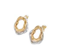 Hao Wu Xuan Geometric Irregular Gold Silver Color Double Layer Earrings for Women Arts Science Fashion Jewelry Party Gift Accessories