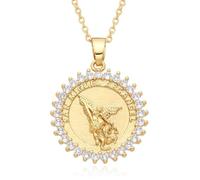 Hao Wu Xuan Gold Archangel St. Oval Hollow Pendant Shell Edge San Miguel Arcangel Medal Necklace Jewelry Charms Gift