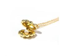Hao Wu Xuan Gold Color Cartoon Pearl Shell Charms Fan-shaped Necklace for Women Girl Clavicle Chain Open Close Pendant DIY Jewelry Accessory
