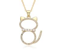 Hao Wu Xuan Gold Color Cat Elephant Turtle Unicorn Animal Charms Inlaid Zircon Necklace for Women Choker Pendant Jewelry Making Accessories