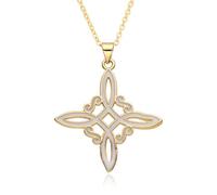 Hao Wu Xuan Gold Color Celtic Knot Charms Black White Witchcraft Necklace for Women Lucky Irish Amulet Choker Pendant DIY Jewelry